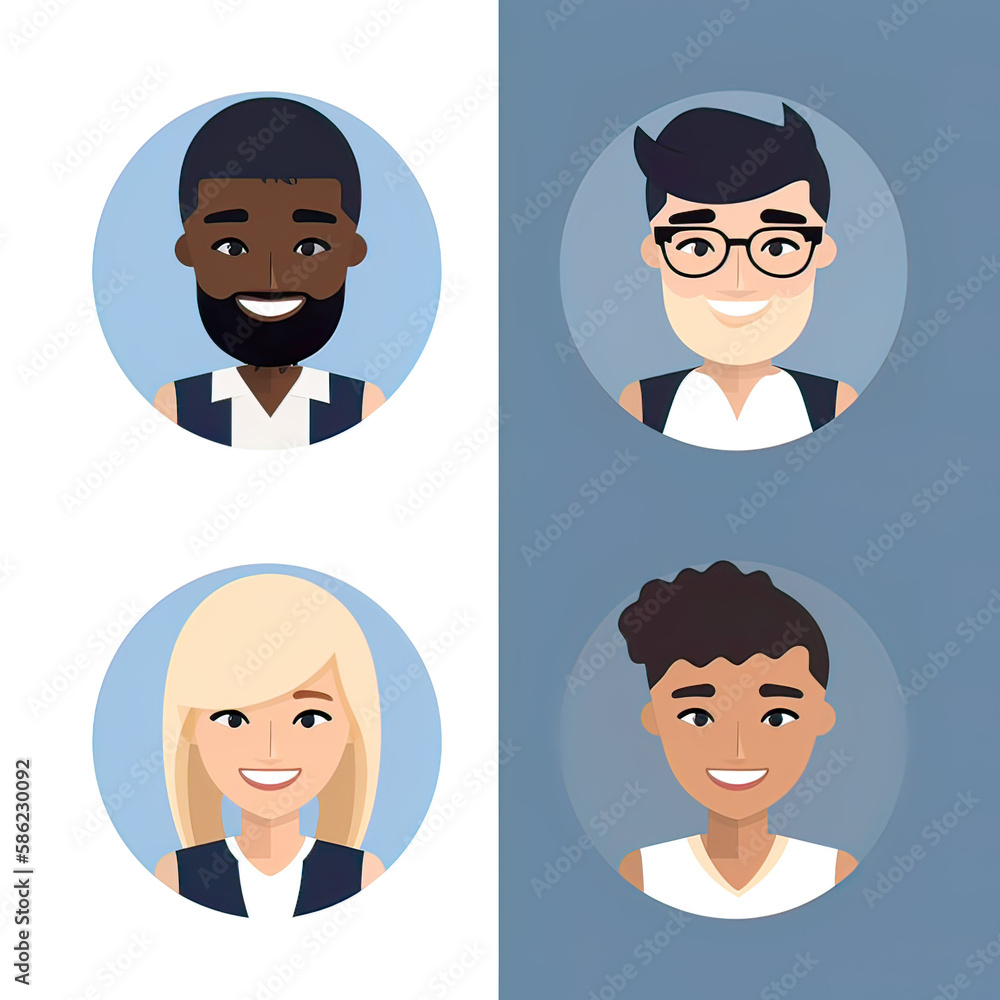 Cartoon style avatar. Diversity people. Generative ai Cartoon style avatar. Diversity people. Generative ai