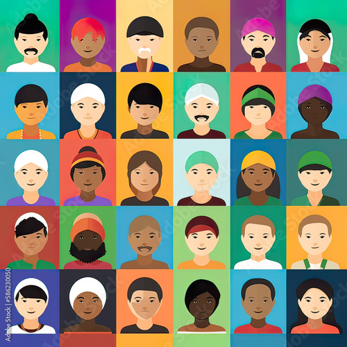 Diversity of office workers. cartoon avatar. Generative ai © Robbot17