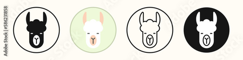 Lama icon set. Alpaca muzzle, llama head logo