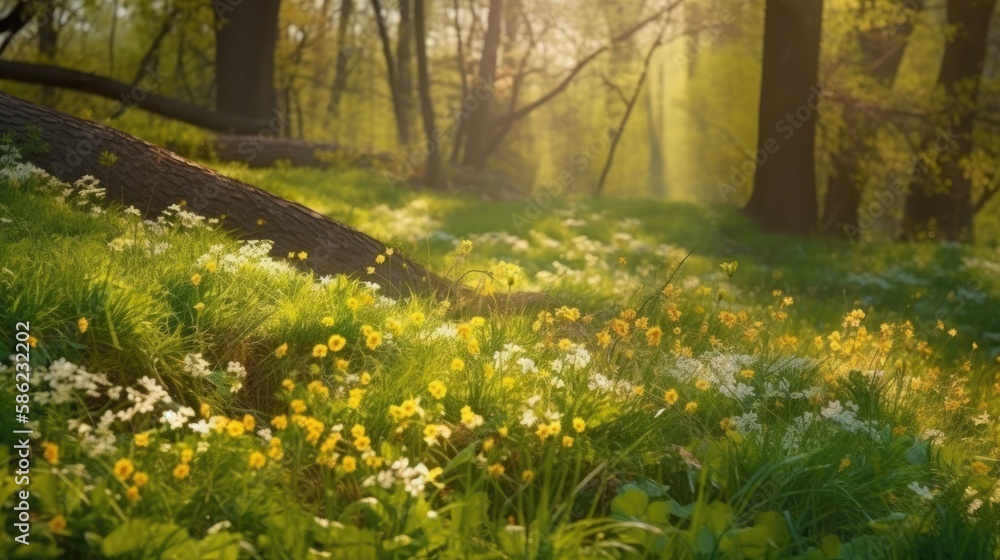 Spring in the woods. Spring landscape. Generative ai. Spring in the woods. Spring landscape. Generative ai.