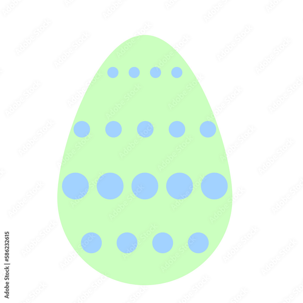 Simple flat pastel green easter egg with blue dots pattern ornament Simple flat pastel green easter egg with blue dots pattern ornament