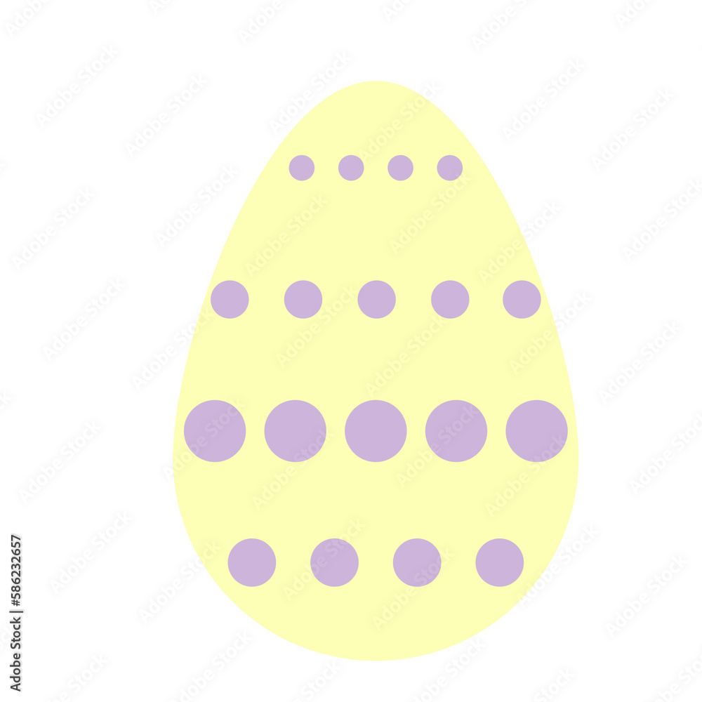 Simple flat easter yellow  egg with purple pink dots pattern ornament