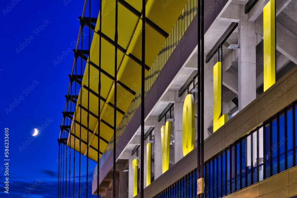 Fototapeta premium Alemannia Aachen's Tivoli football stadium in the evening with clear sky