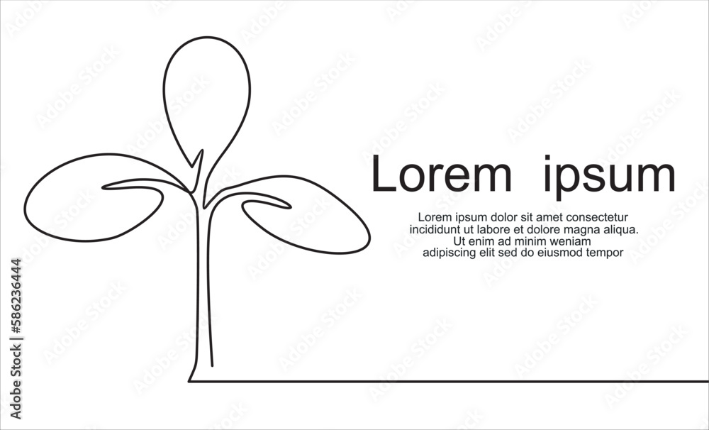 Single continuous line art growing sprout. Plant leaves seed grow soil seedling eco natural farm concept design one sketch outline drawing vector illustration Single continuous line art growing sprout. Plant leaves seed grow soil seedling eco natural farm concept design one sketch outline drawing vector illustration