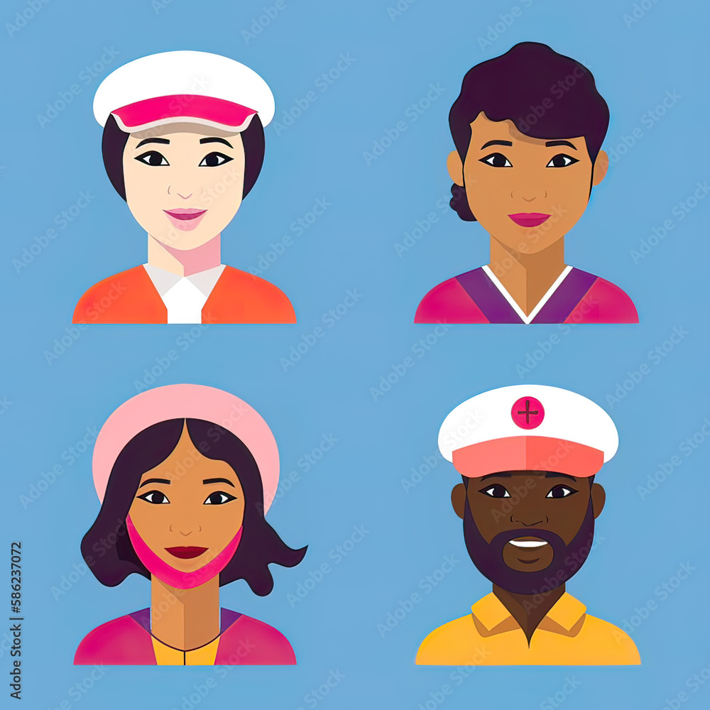 Fototapeta premium Diversity avatars characters people Of occupation. People with different profession. Generative ai