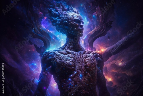 Celestial cosmic god in galactic space. Generative AI