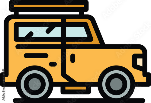 Safari suv icon. Outline Safari suv vector icon for web design isolated on white background color flat