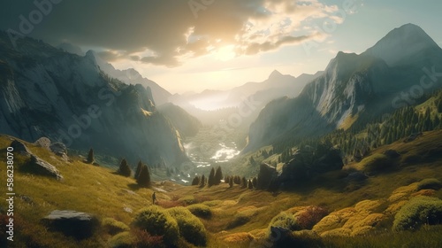 Majestic landscape with awe-inspiring vistas - Generative AI