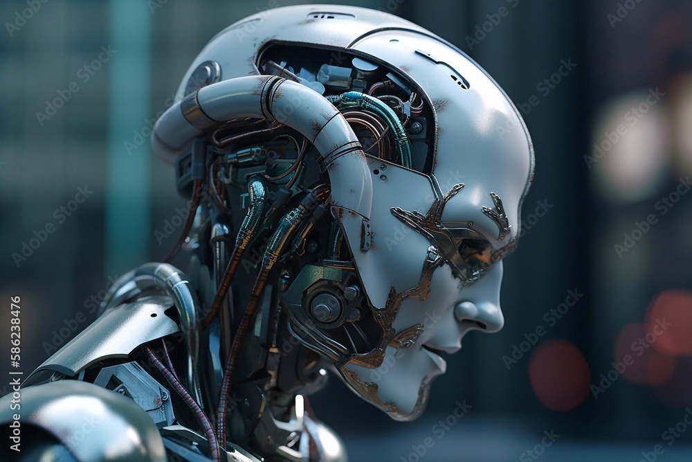 Android, cybernetic intelligence machine. Generative AI Android, cybernetic intelligence machine. Generative AI