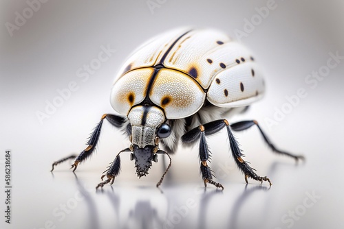 Macro photography of white beetle. Generative AI photo