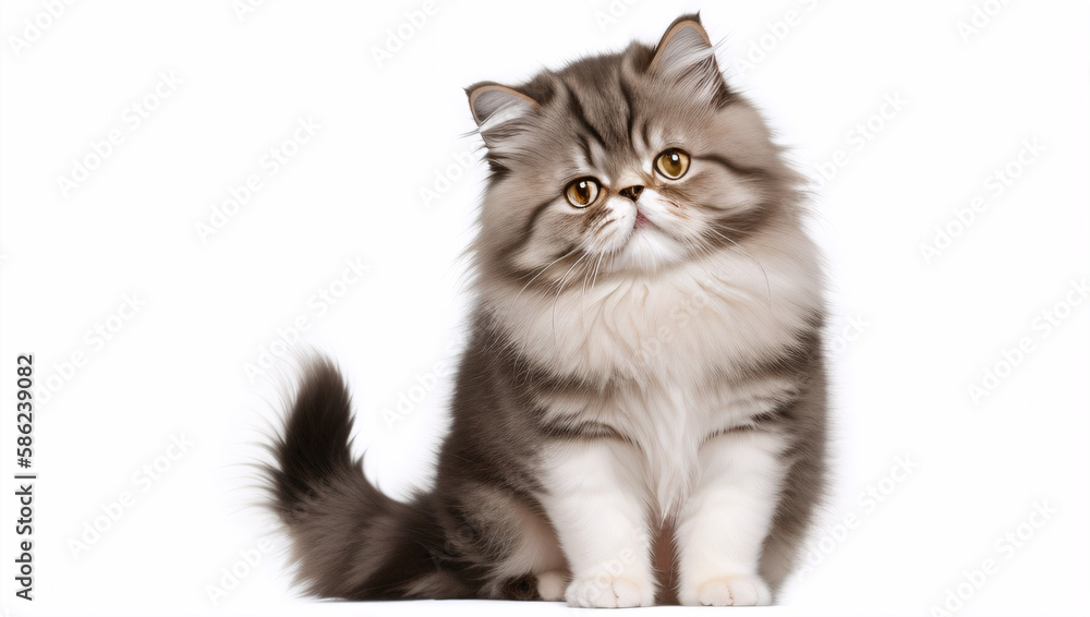 Cat persian cat on white background, Generative AI
