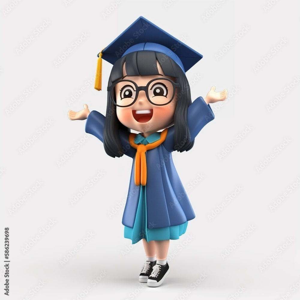 3d character graduating wearing cap 3d character graduating wearing cap