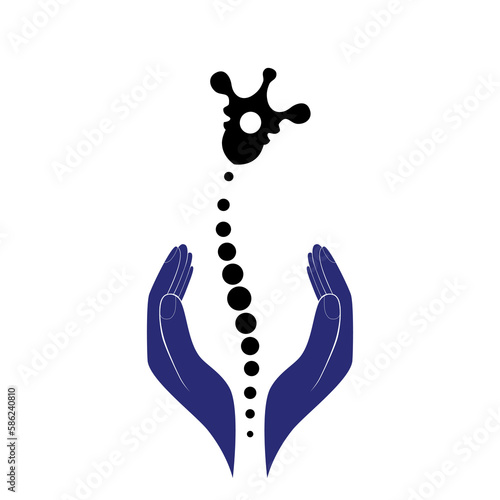 Chiropractic Logo Design Vector illustration. Caring Human backbone Pain Logo. Spine care logo.