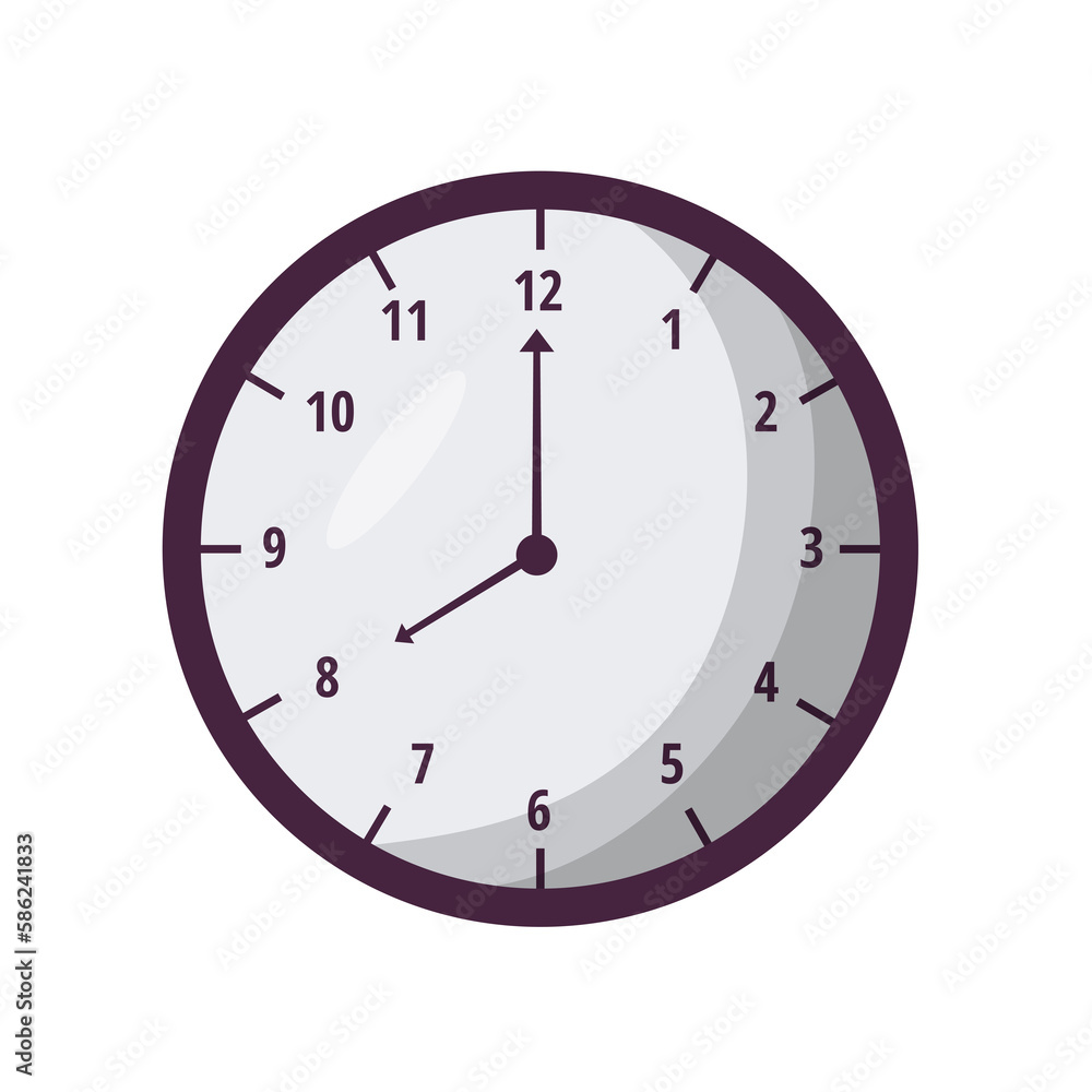 Clock icon in flat illustration isolated Clock icon in flat illustration isolated