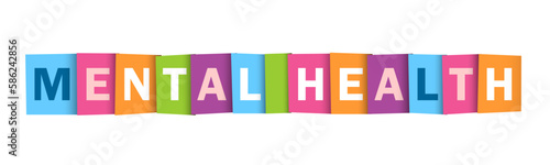 MENTAL HEALTH colorful vector typography banner