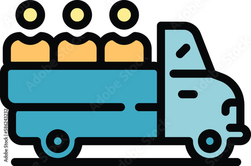 Truck evacuation icon. Outline Truck evacuation vector icon for web design isolated on white background color flat
