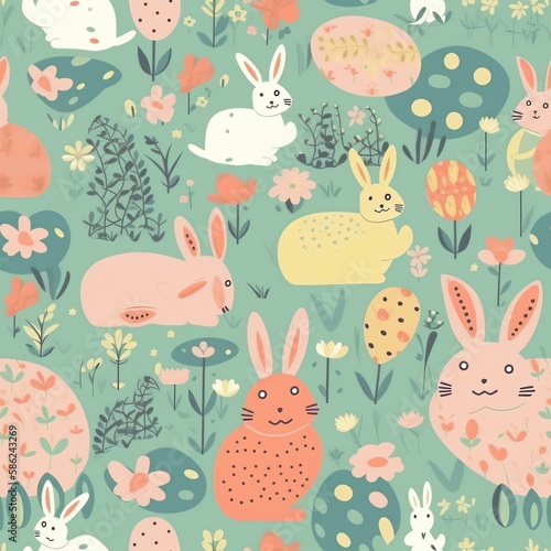 fun and cute seamless easter pattern. created using generative AI tools