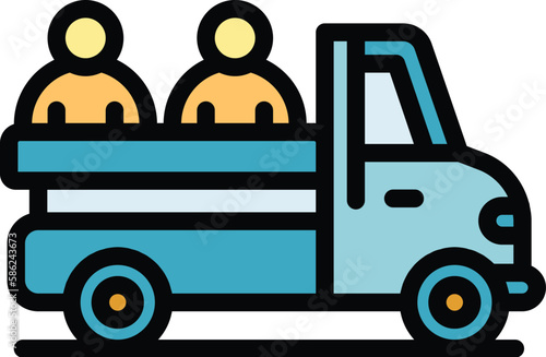 Car people evacuation icon. Outline Car people evacuation vector icon for web design isolated on white background color flat