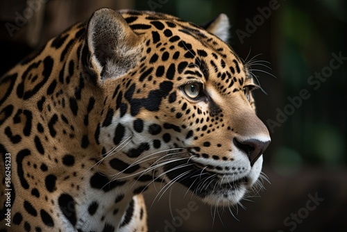 Captured in its Natural Habitat - A Majestic Portrait of a Wild Jaguar: Generative AI © AIGen