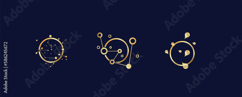 Gold circle logo vector abstract image constellation Ursa Major in outer space