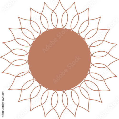 Sun, mandala, Flower element. Design icon