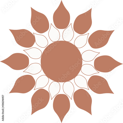 Sun, mandala, Flower element. Design icon