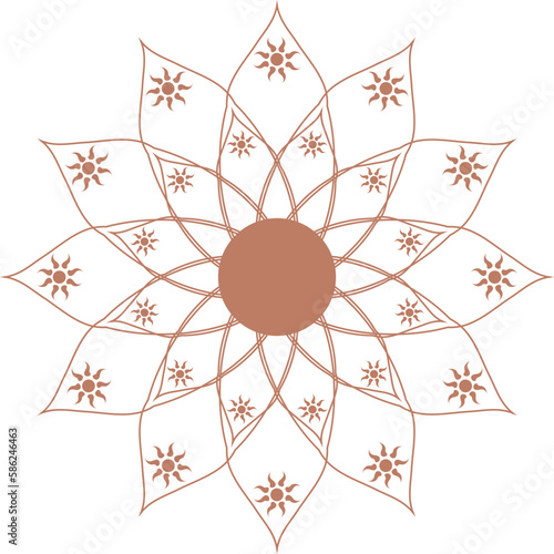 Sun, mandala, Flower element. Design icon