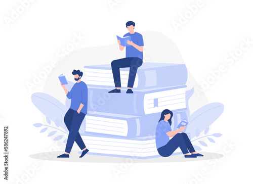 Peoples are reading books. Modern vector flat illustration