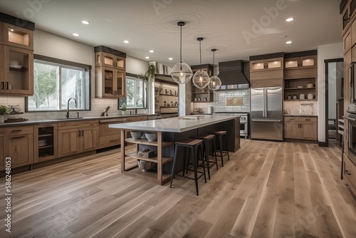 Large kitchen in new construction home,Generative_AI © midart