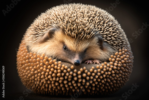 A hedgehog curling up into a ball - Generative AI