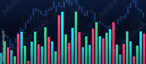 Candle graph chart. Stock market trading view on white background. Vector illustration for business template presentation