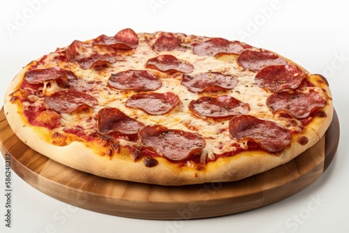 Salami Pizza on White Background