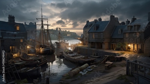 Ancient Briton harbor with ...