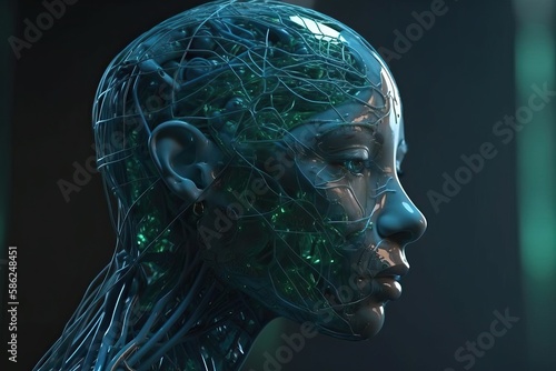Futuristic female robot, ge...