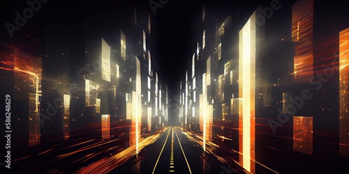 Neon highway in a digital e...