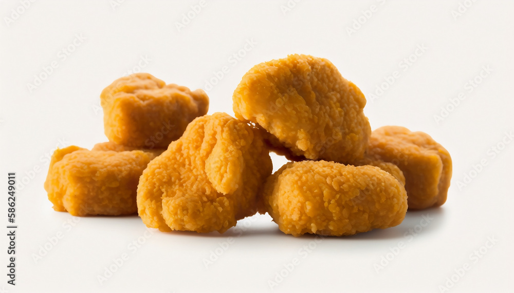 crispy and delicious chicken nuggets in a white bowl isolated on white background for your quick and easy meal solutions. generative ai crispy and delicious chicken nuggets in a white bowl isolated on white background for your quick and easy meal solutions. generative ai