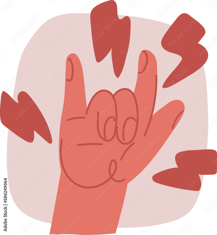 Vector illustration of Rock on gesture symbol. Heavy metal hand gesture Vector illustration of Rock on gesture symbol. Heavy metal hand gesture
