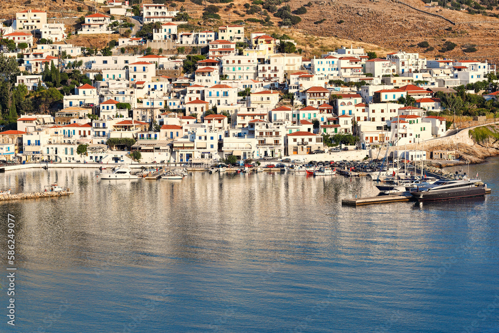 The village of Batsi in Andros, Greece