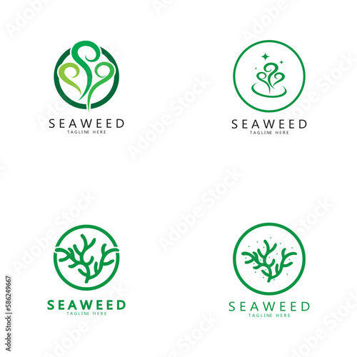 Seaweed vector logo icon illustration design.includes seafood,natural products,florist,ecology,wellness,spa.