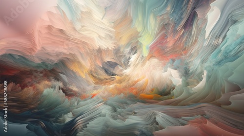 Pastel ink vortex in water. Paint clouds in water. Dye swirls. Generative AI