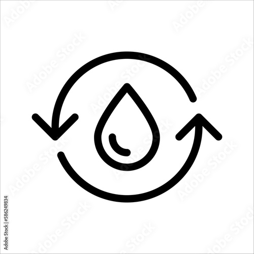 Skin hydration line outline icon, on white background, eps 10.