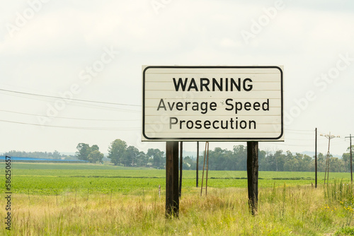 sign on the road warning average speed prosecution concept driver or motorist speed control