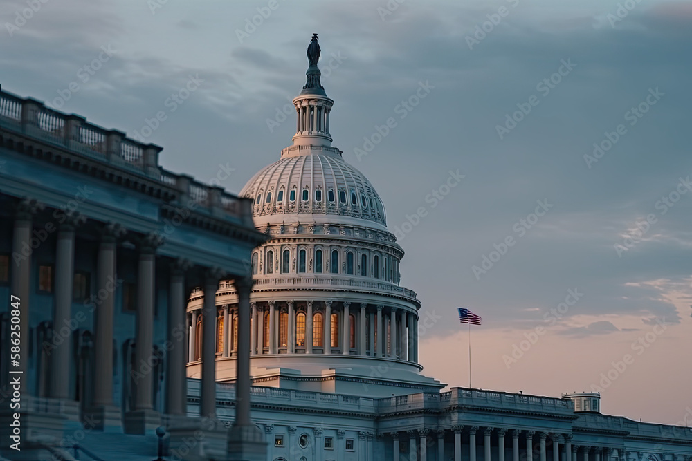 U.S. Capitol Building, Washington, DC USA. Generative AI.