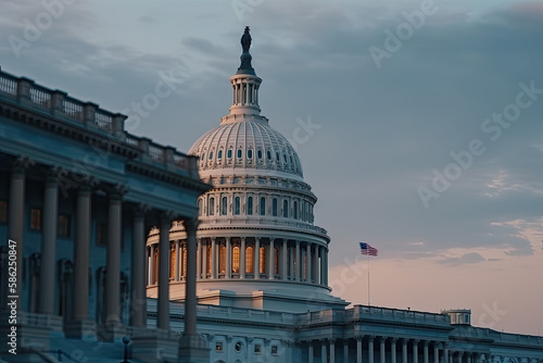 U.S. Capitol Building, Washington, DC USA. Generative AI.