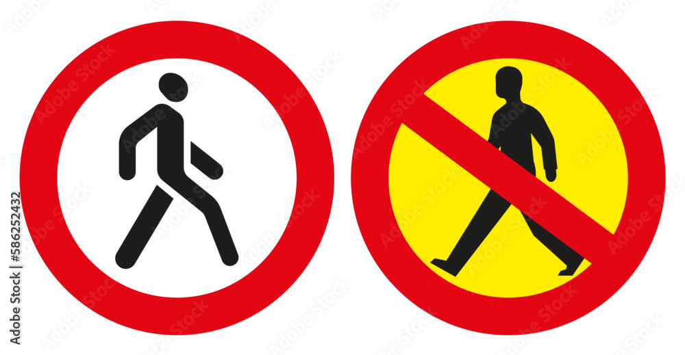 Road sign prohibiting the passage of pedestrians. Vector illustration. Road sign prohibiting the passage of pedestrians. Vector illustration.