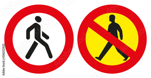 Road sign prohibiting the passage of pedestrians. Vector illustration.