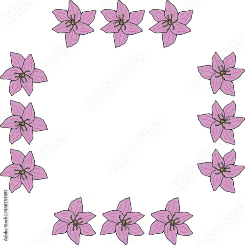Square frame with wonderful flower on a white background. Vector image.