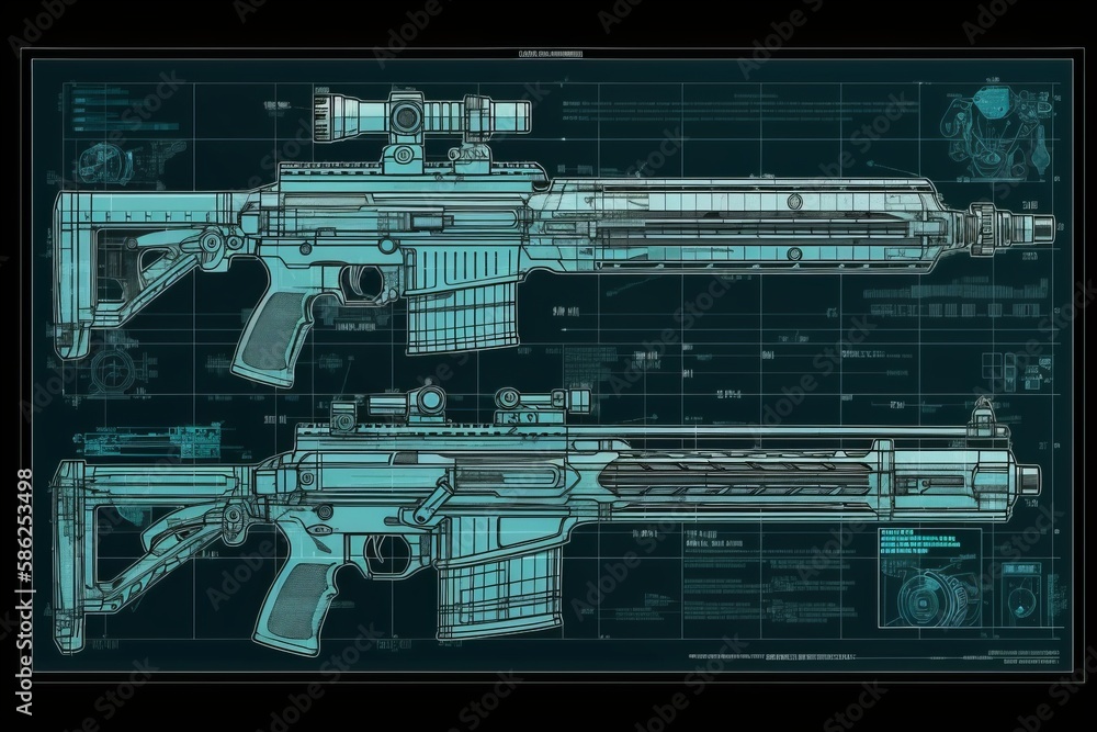 Conceptual Rifles Blueprint. Generative AI Conceptual Rifles Blueprint. Generative AI