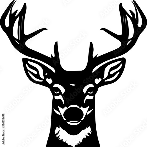 black and white vector drawing deer head with antlers