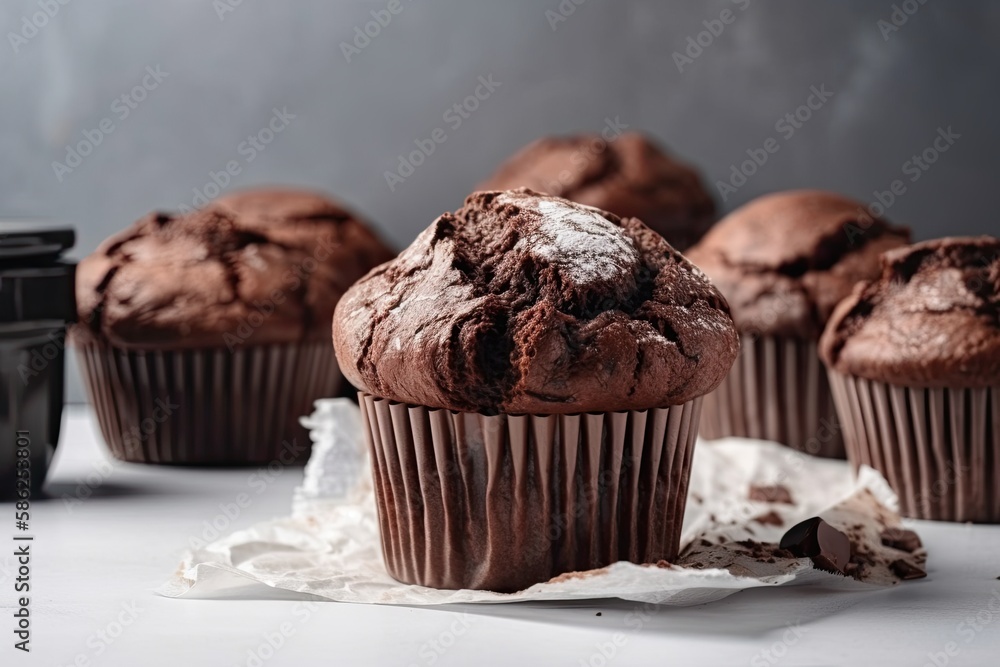 Delicious Chocolate Muffin Cupcakes with Cream Frosting: The Perfect Dessert for Any Special Occasion: Generative AI